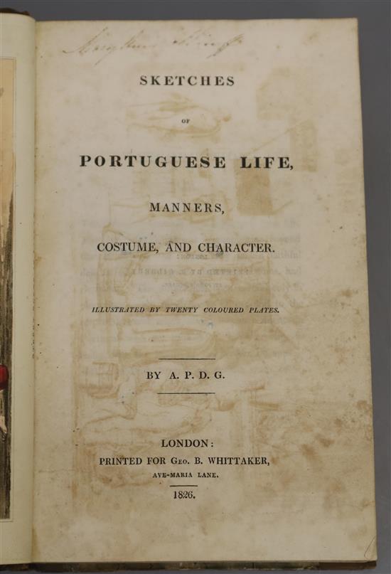 G, A.P.D. - Sketches of Portuguese Life, Manners, Costume and Character, 8vo, half calf, marbled boards,